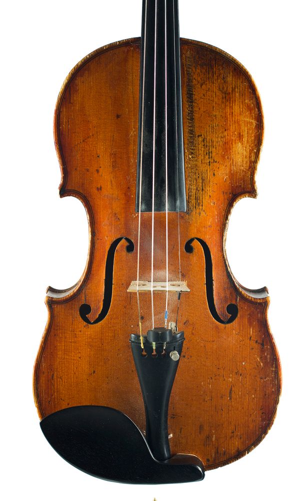 A violin, labelled Hawkes and Son, 1907