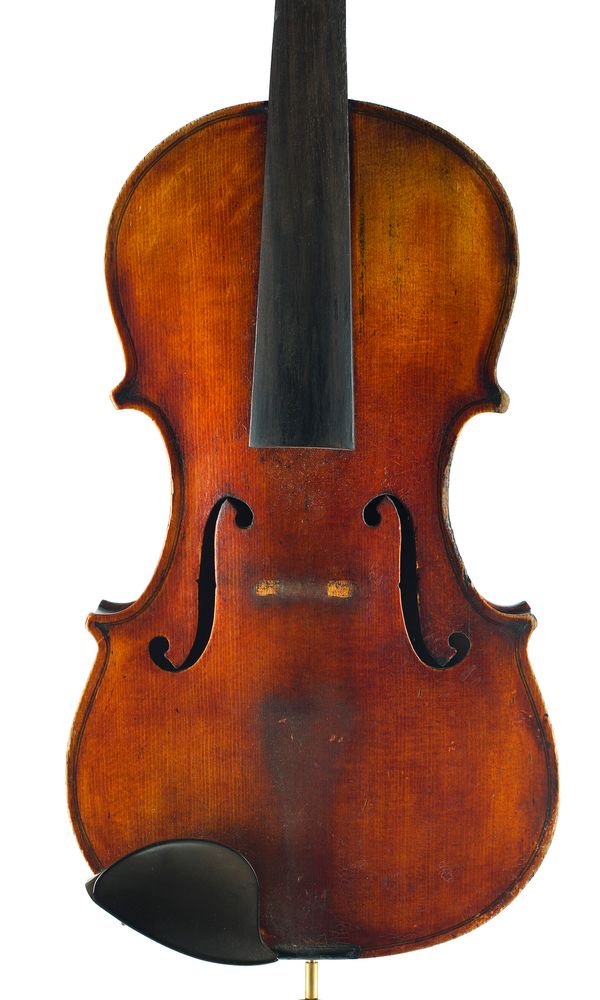 A violin, labelled Thomas Reavely, Newcastle 1901