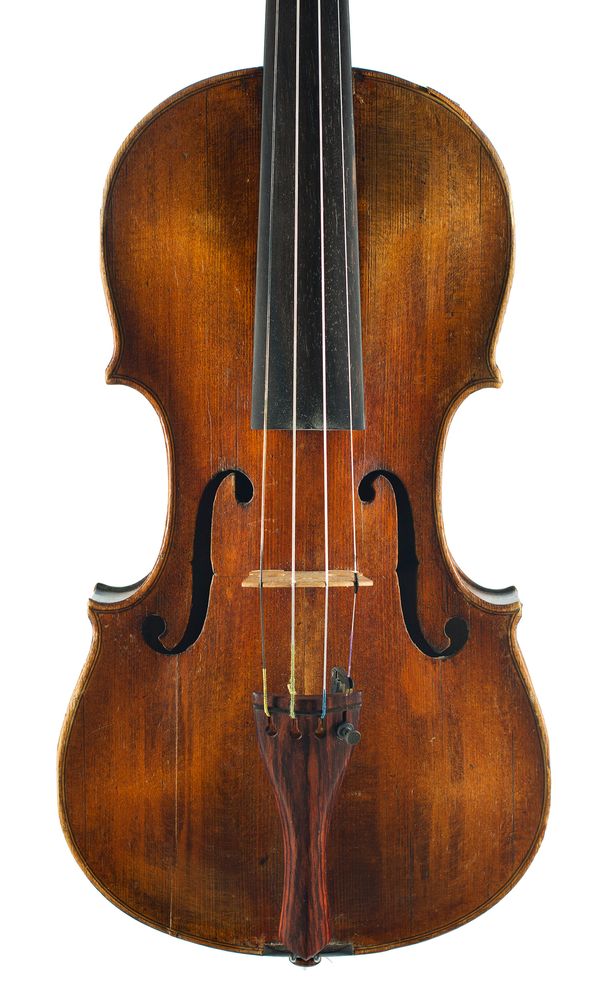A violin, faintly labelled