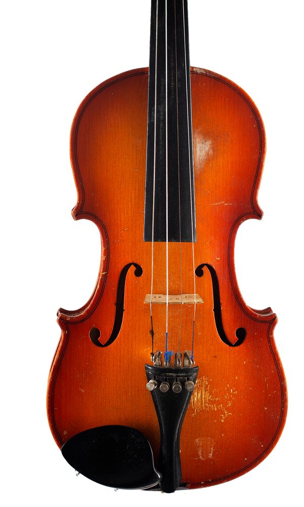 A half-sized violin, labelled Lark