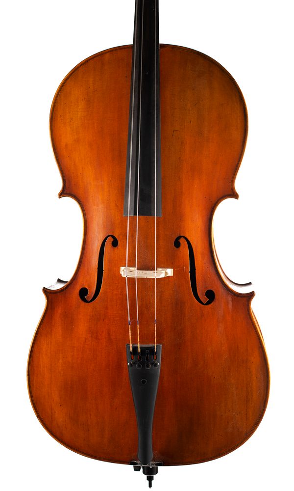 A cello, labelled The Hidersine