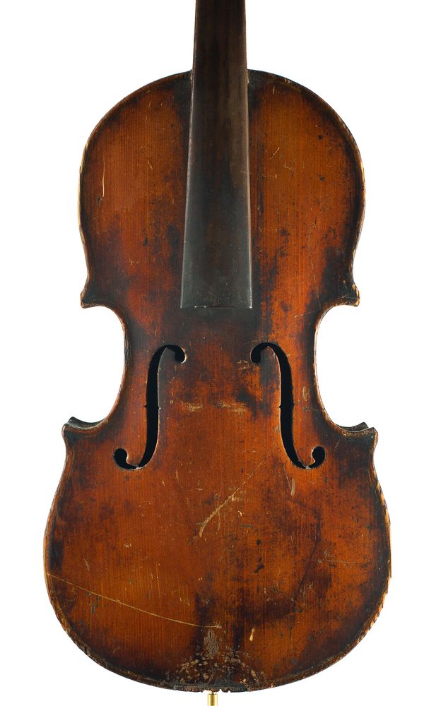 A three-quarters sized violin, branded Hopf