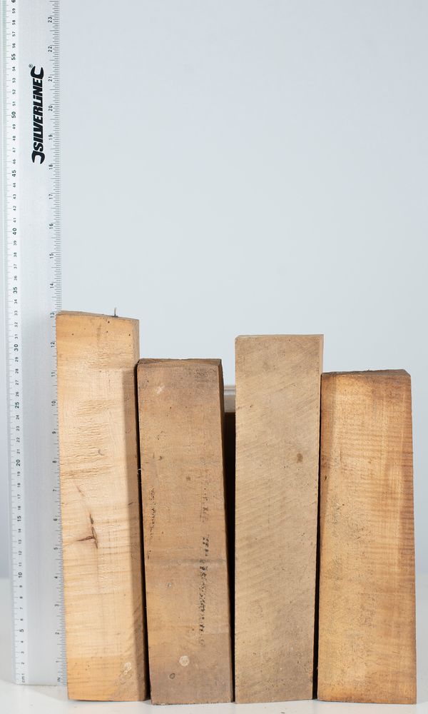 Four violin neck blanks, maple