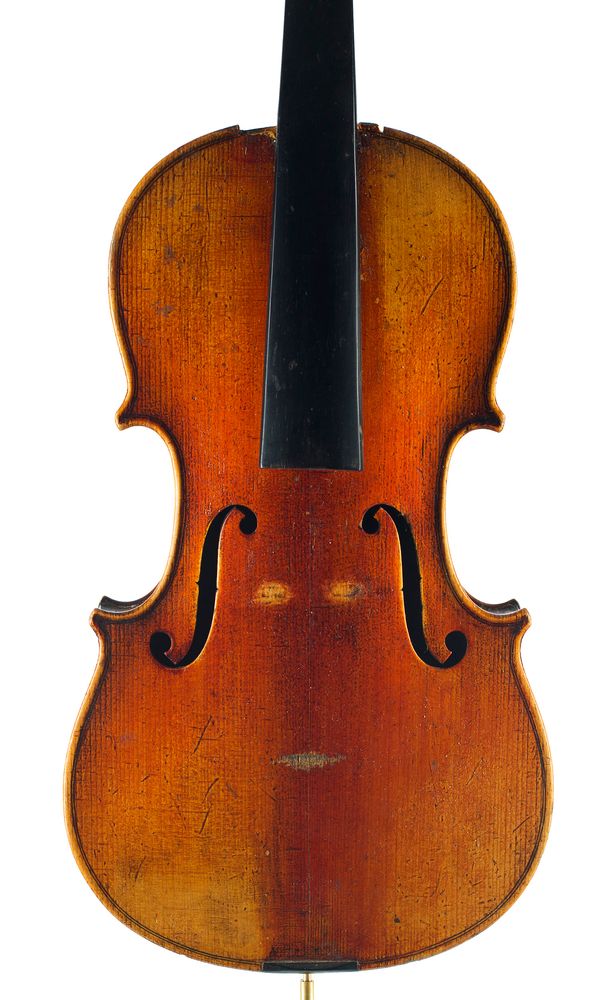A three-quarter sized violin, labelled Joseph Guarnerius