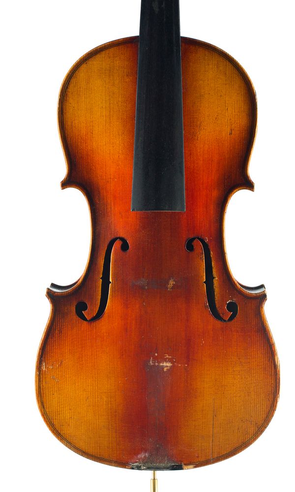 A three-quarter sized violin, labelled Nach Antonius Stradivarius