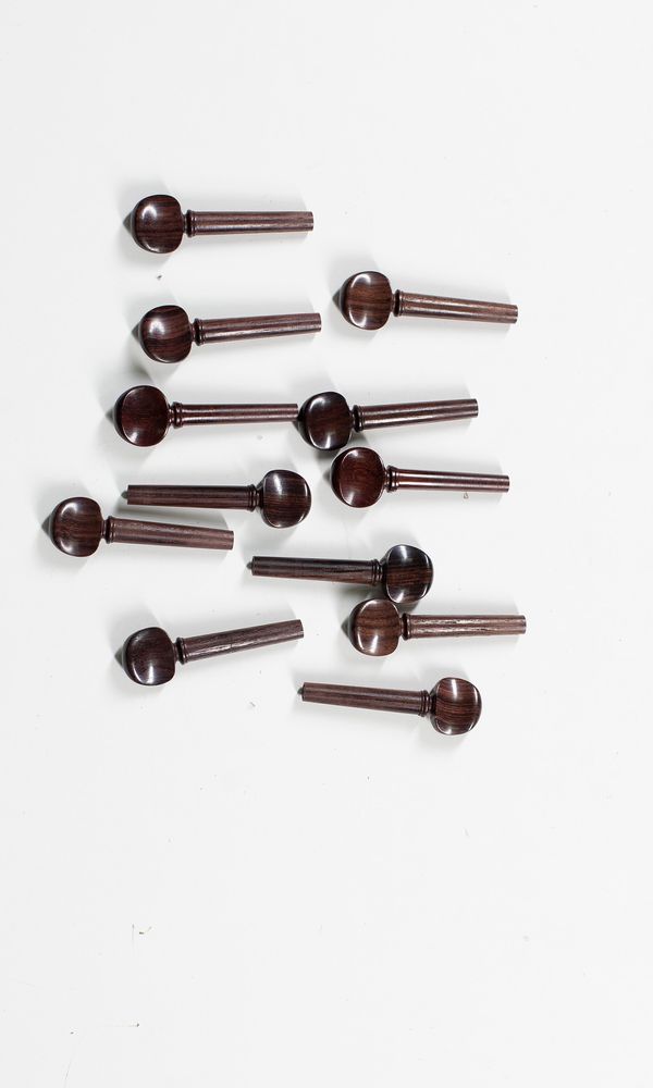 Twelve violin pegs