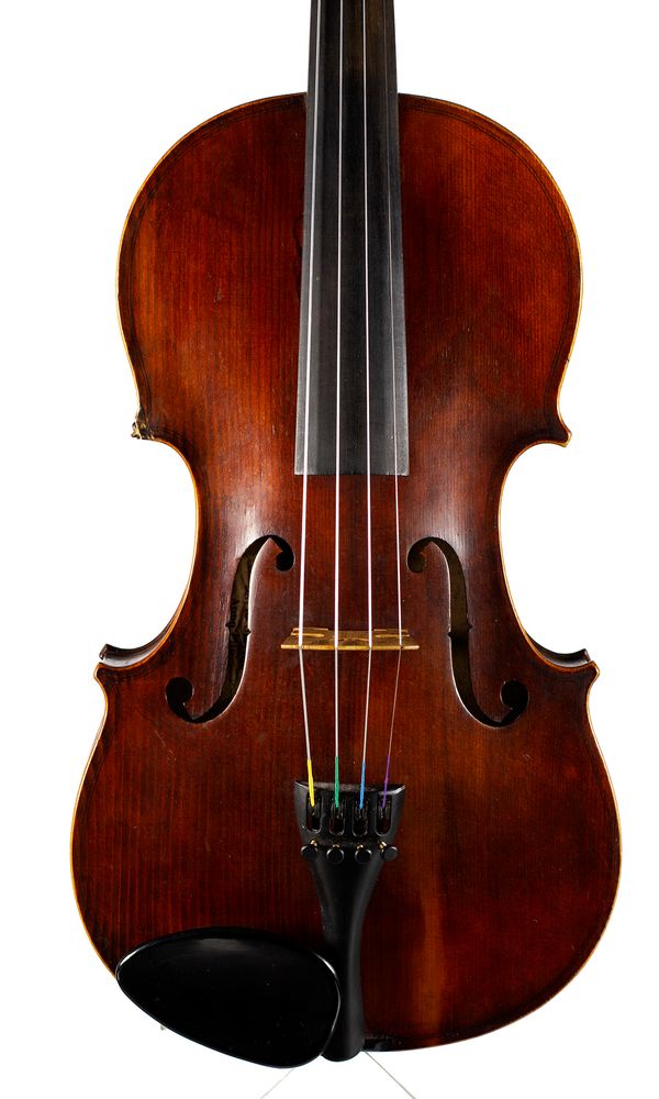A violin, labelled Carlo Storino
