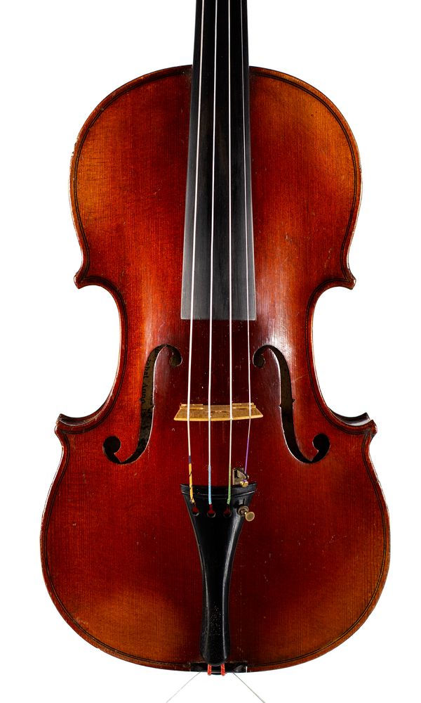 A violin, labelled Copie de Antonius Stradiuarius