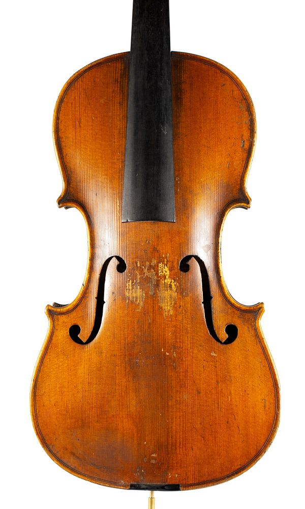 A violin, labelled Copy of Antonius Stradivarius