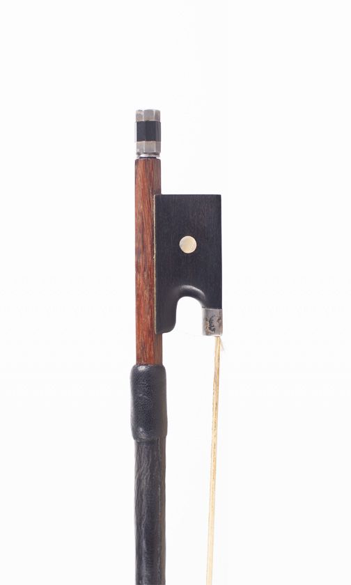 A silver-mounted violin bow, unstamped