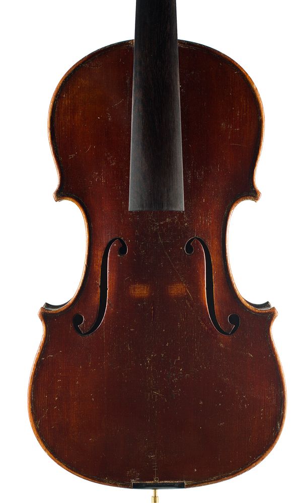A violin, labelled Schuster & Co