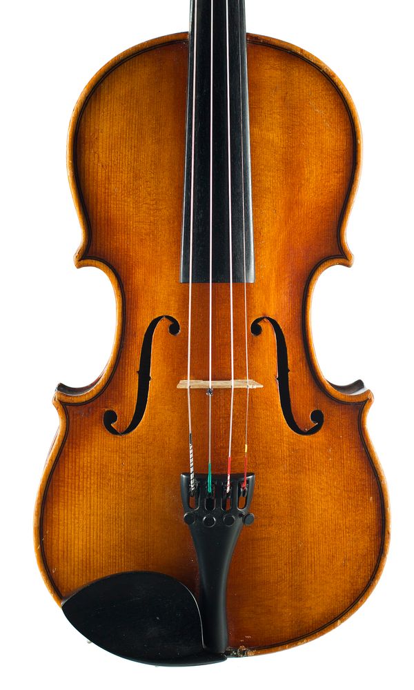 A three-quarter sized violin, labelled  Copy of Antonius Stradivarius