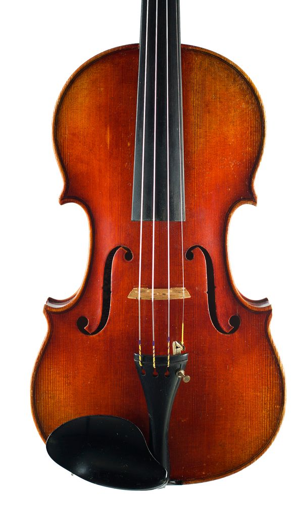 A violin, labelled John Juzek, Prague