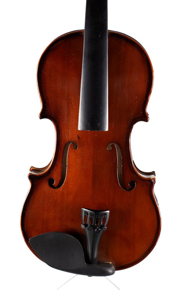 A half-sized violin, unlabelled