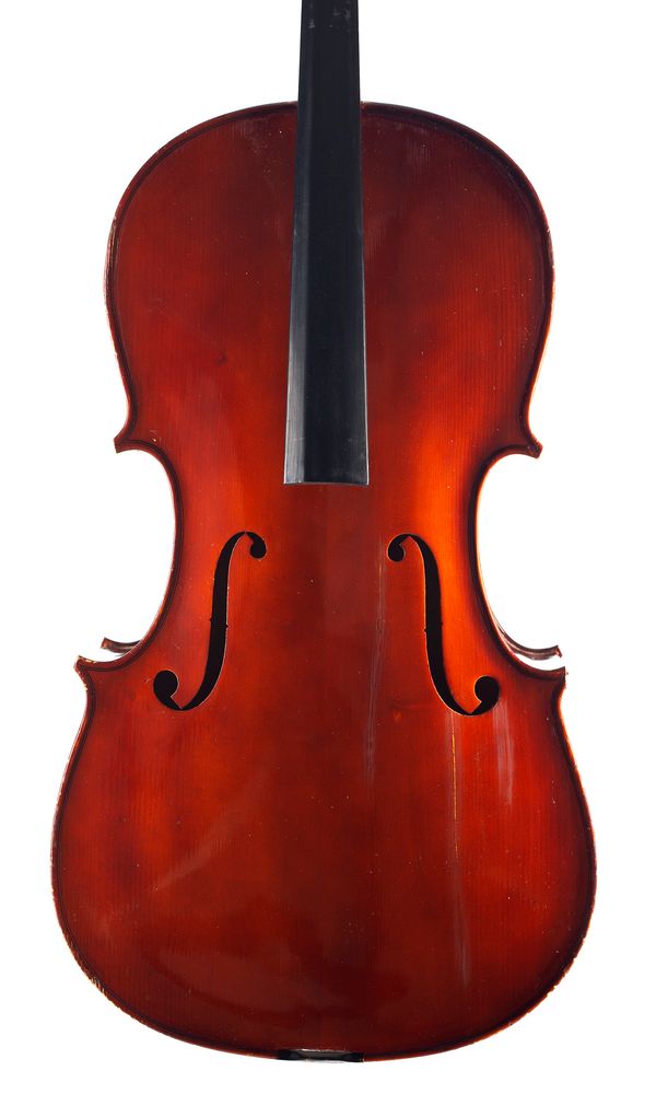 A half-size cello, labelled Art Seam
