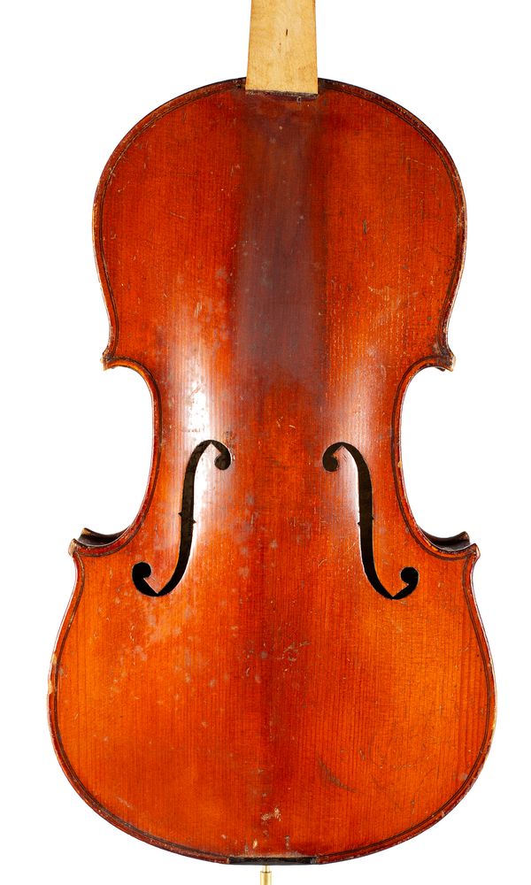 A violin, labelled Meinel & Herold