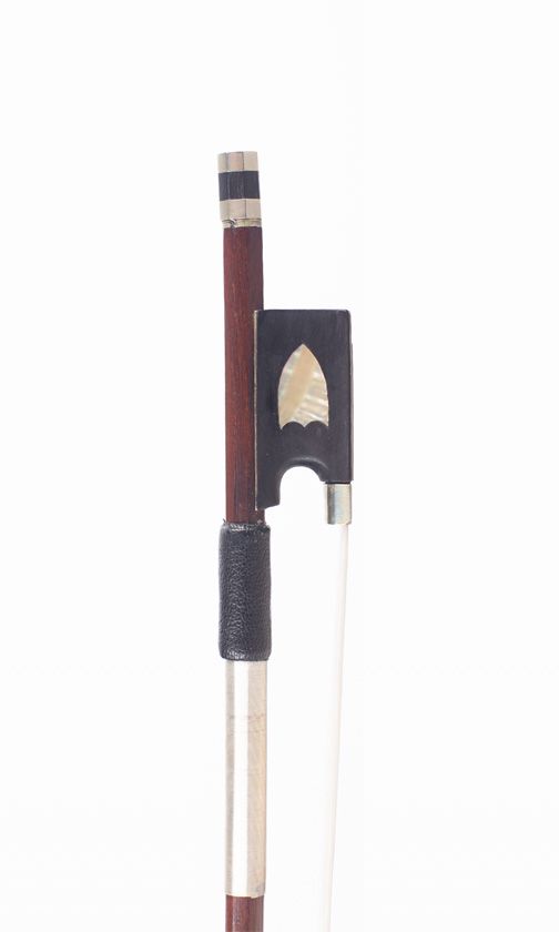 A nickel-mounted violin bow, unbranded