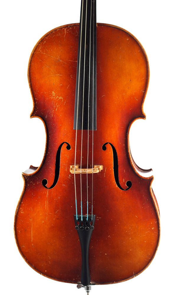 A three-quarter cello, labelled E. R. Pfretzshner