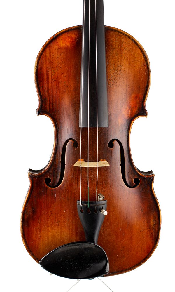 A violin, labelled Carlo Bergonzi