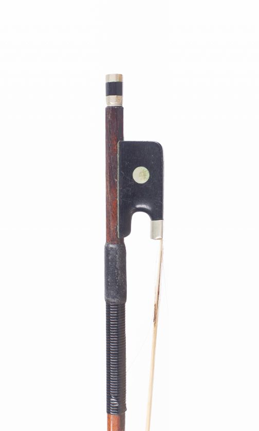 A nickel mounted violin bow, unbranded