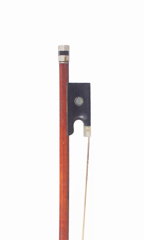 A nickel mounted violin bow, unbranded