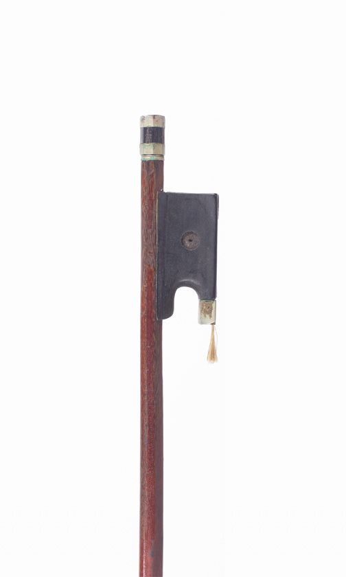 A nickel-mounted violin bow, unbranded