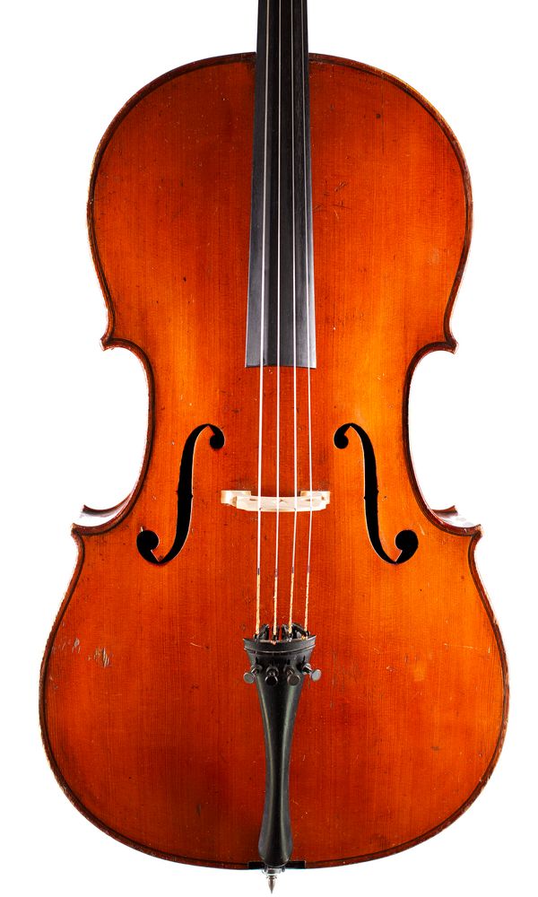 A cello, labelled Francois Barzoni