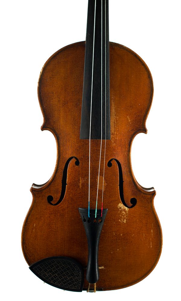 A three-quarter sized violin, unlabelled over 100 years old