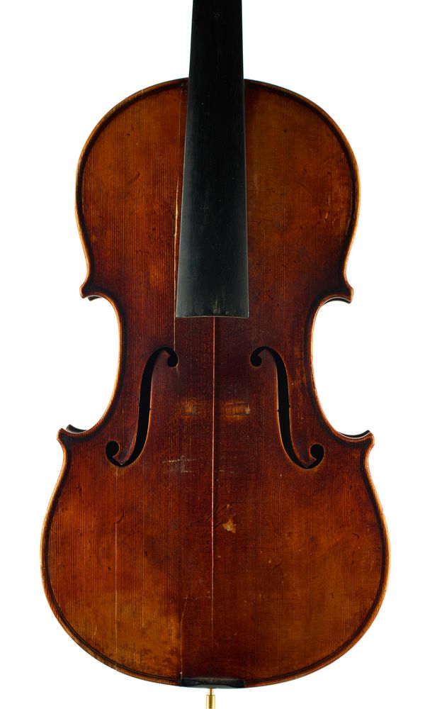 A violin, labelled Wilhelm Herwig