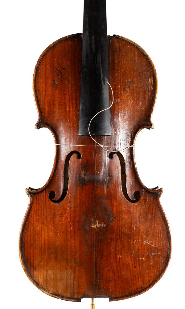 A violin, labelled Felix Mori Costa