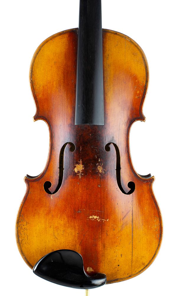 A violin, labelled Joseph Guarnerius