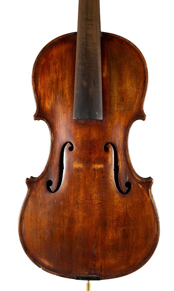 A violin, labelled Andreas Guarnerius