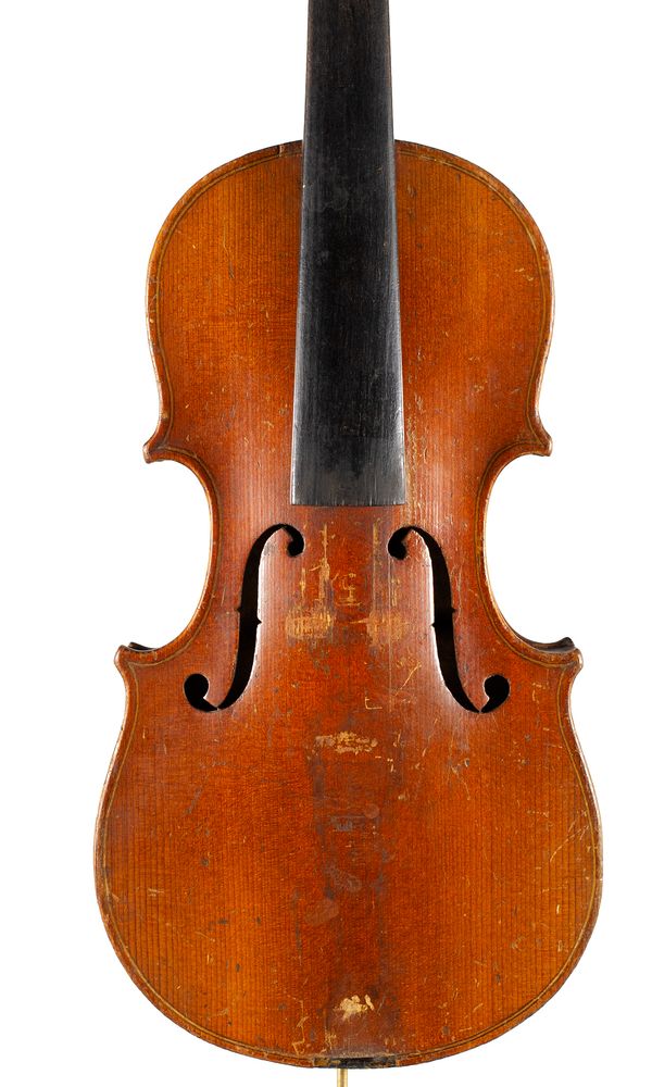 A quarter-sized violin, unlabelled