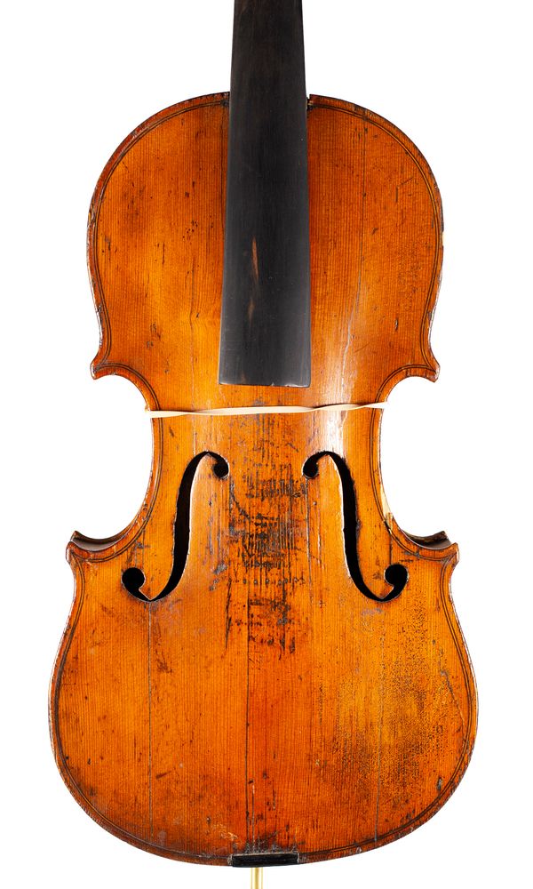 A violin, labelled Matthew Furber