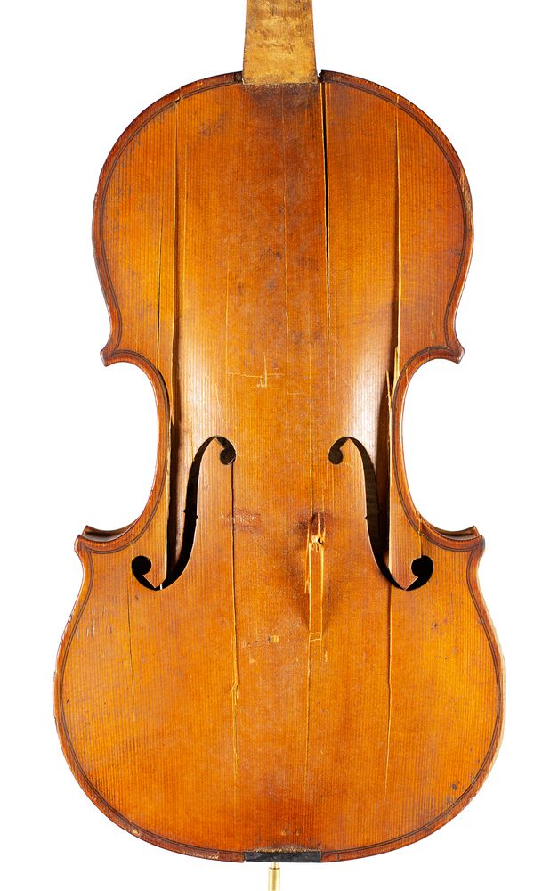 A violin, labelled Paul Bailly