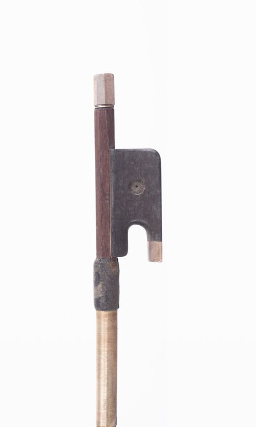 A silver-mounted cello bow, branded H & S