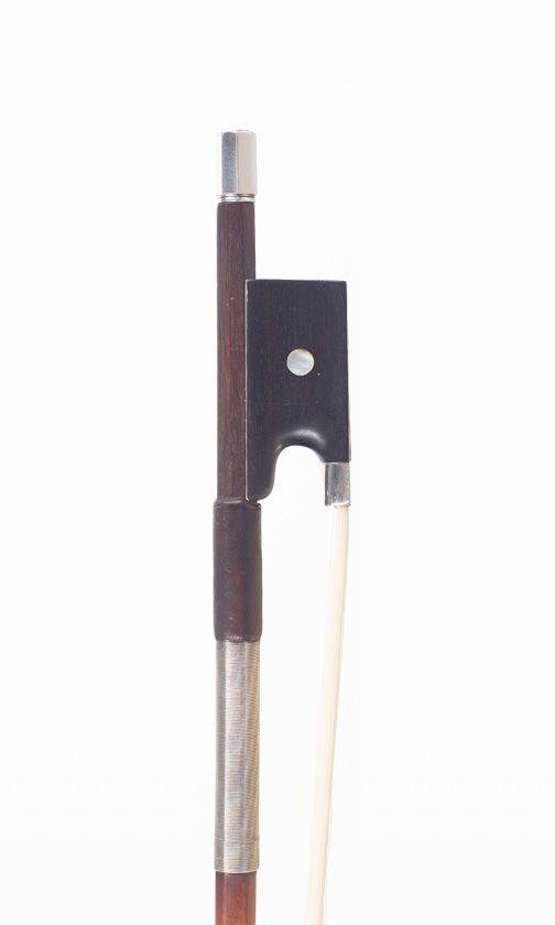 A silver-mounted violin bow, unbranded