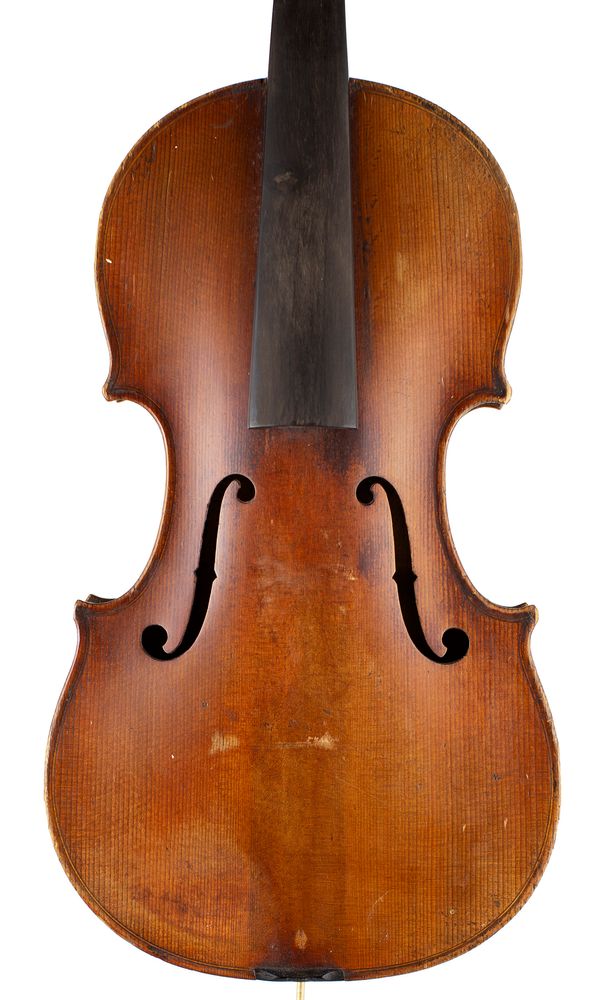 A violin, labelled Gaspard Duffo Pruggard