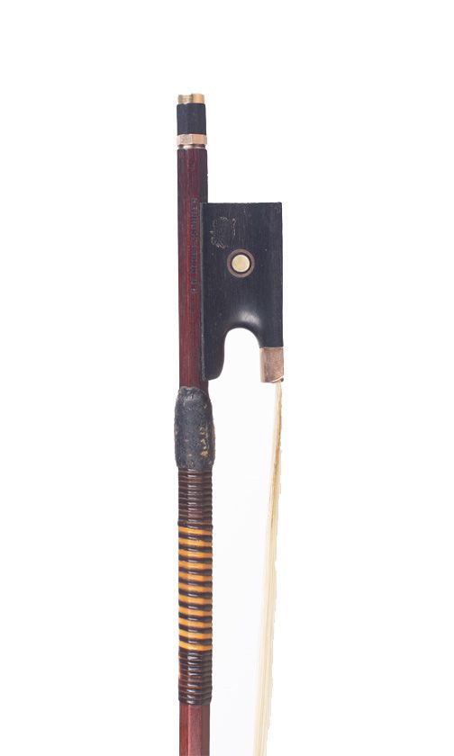 A gold-mounted violin bow by H. R. Pfretzschner, Germany