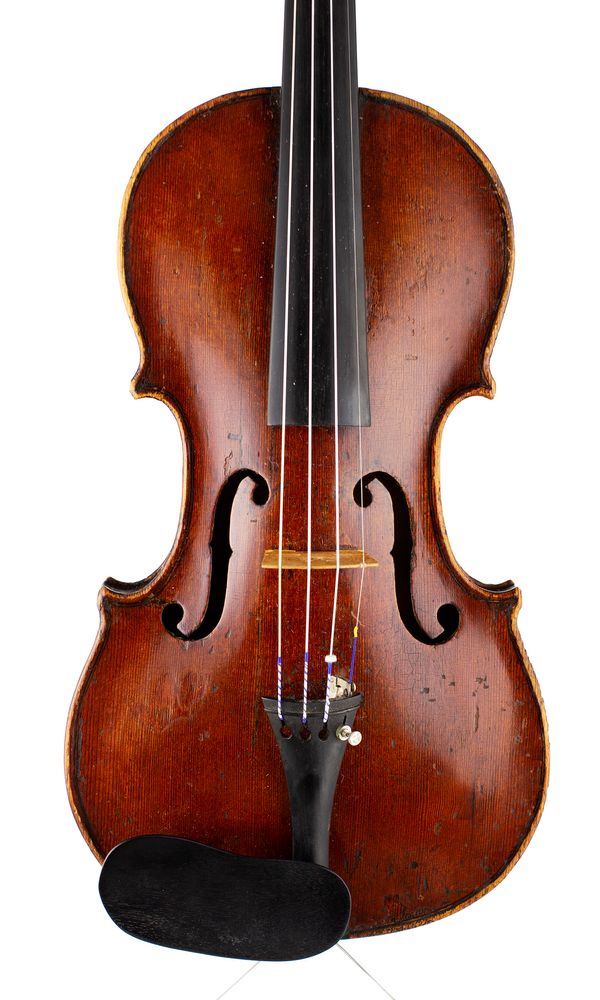 A violin, labelled Jacques Boquay