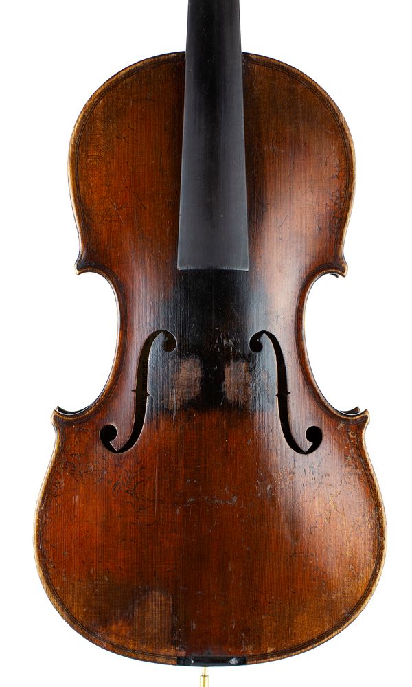 A violin, branded AS [on back]