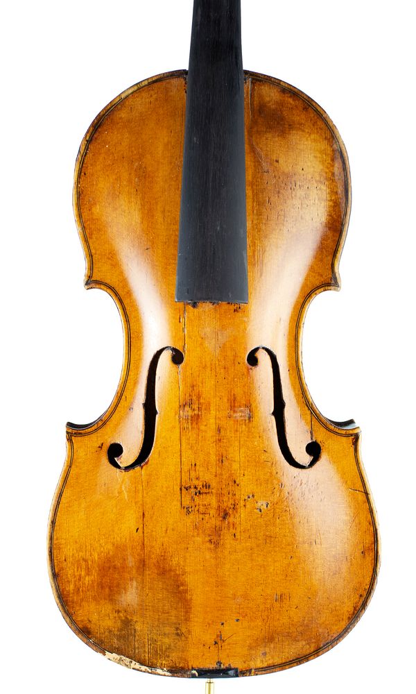 A violin, labelled Repaired by John Ward