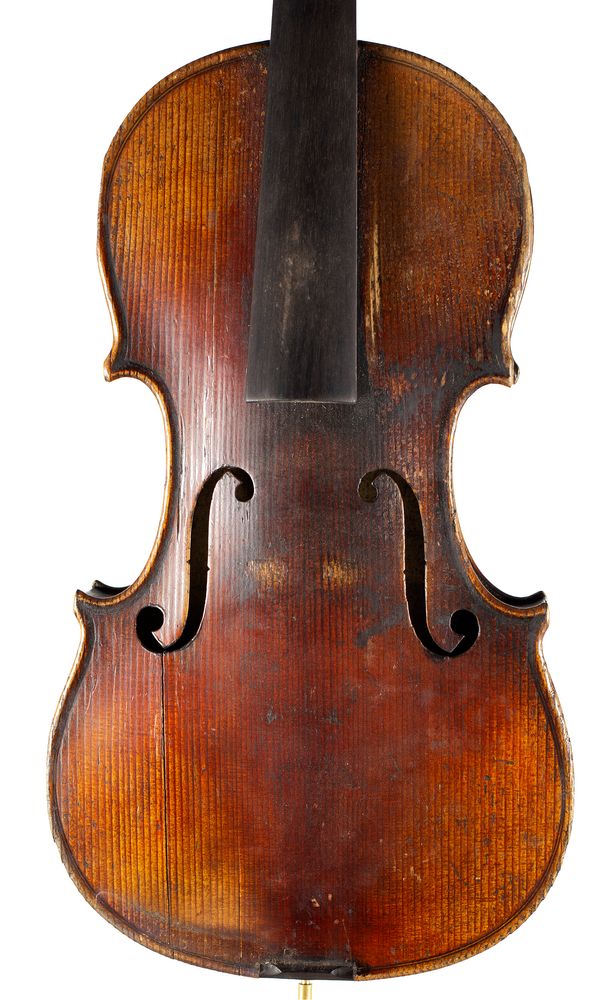 A violin, inscribed [internally] Repaired by F.W [Calour?], Nott 1920