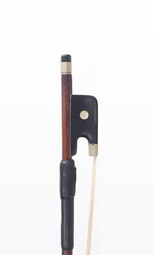 A nickel-mounted cello bow by F. C. Pfretzchner, Germany