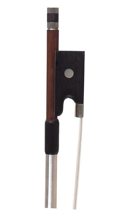 A nickel-mounted violin bow, unstamped