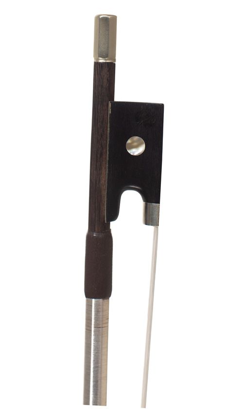 A nickel-mounted violin bow, unstamped