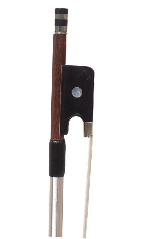 A nickel-mounted violin bow, stamped C.A. Hoyer