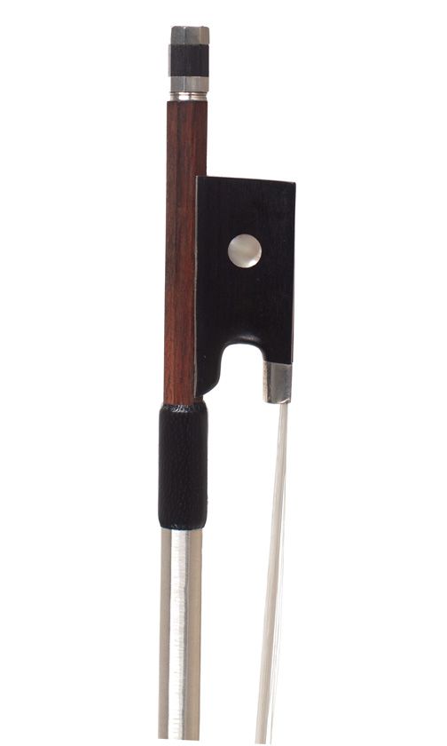 A nickel-mounted violin bow, unstamped