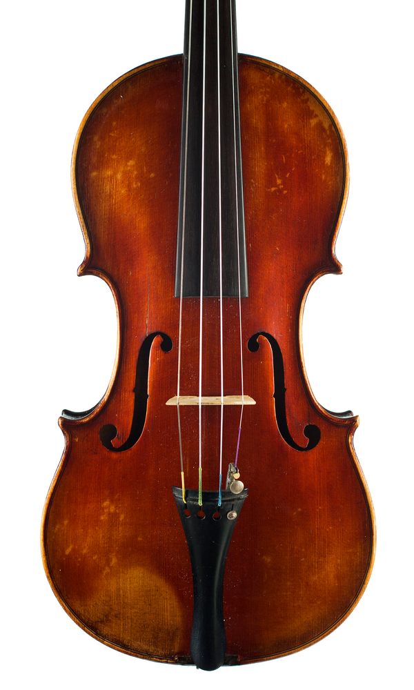 A violin, labelled Nicolaus Amatus