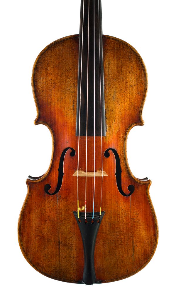 A violin, labelled Nicolaus Amatus